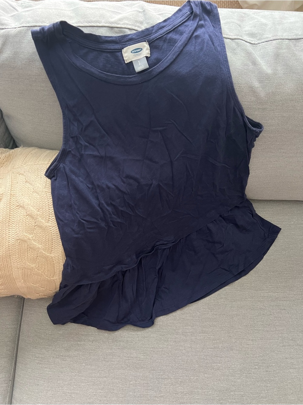Old Navy Women's Navy Ruffle-Hem Sleeveless Tank Top